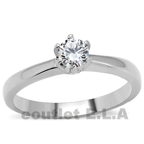 0.45CT CZ SOLITAIRE STAINLESS STEEL RING-4 sizes
